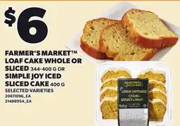 Loblaws FARMER'S MARKET LOAF CAKE WHOLE OR SLICED, 344-400 G OR SIMPLE JOY ICED SLICED CAKE, 400 G offer