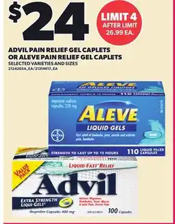 Loblaws ADVIL PAIN RELIEF GEL CAPLETS OR ALEVE PAIN RELIEF GEL CAPLETS offer