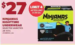 Loblaws NINJAMAS NIGHTTIME UNDERWEAR, 28-44'S offer