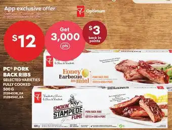 Loblaws PC PORK BACK RIBS offer