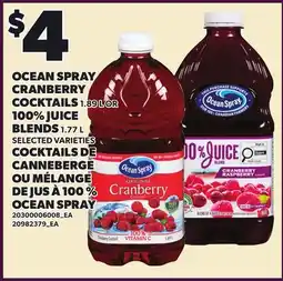 Independent Grocer OCEAN SPRAY CRANBERRY COCKTAILS, 1.89 L OR 100% JUICE BLENDS, 1.77 L offer