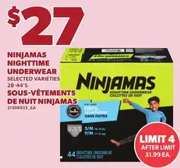 Independent Grocer NINJAMAS NIGHTTIME UNDERWEAR, 28-44'S offer