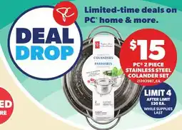 Independent Grocer PC 2 PIECE STAINLESS STEEL COLANDER SET offer