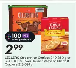 Sobeys LECLERC Celebration Cookies 240-350 g or KELLOGG'S Town House, Snap'd or Cheez-It Crackers 213-391 g offer