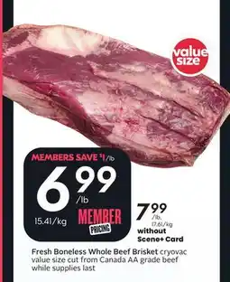 Sobeys Fresh Boneless Whole Beef Brisket offer