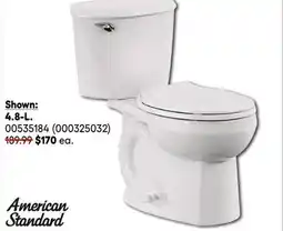 RONA AMERICAN STANDARD Reliant toilets, 4.8-L offer
