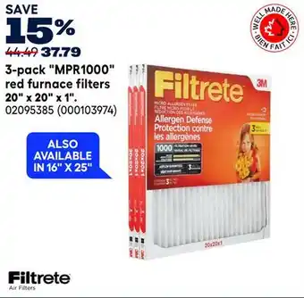 RONA 3-pack MPR1000 red furnace filters 20 x 20 x 1 offer