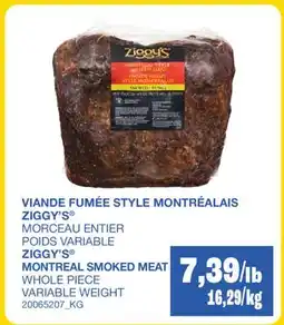 Wholesale Club VIANDE FUMÉE STYLE MONTRÉALAIS ZIGGY'S offer