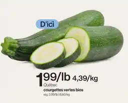Avril Québec courgettes vertes bios offer