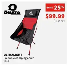 Sports Experts ONATA ULTRALIGHT Foldable camping chair offer