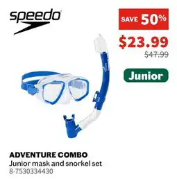 Sports Experts SPEEDO ADVENTURE COMBO Junior mask and snorkel set offer