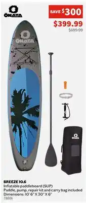Sports Experts ONATA BREEZE 10.6 Inflatable paddleboard (SUP) offer