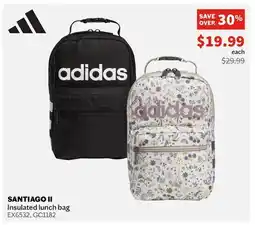 Sports Experts ADIDAS SANTIAGO II Insulated lunch bag offer