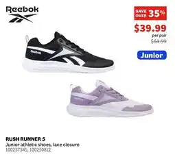 Sports Experts REEBOK RUSH RUNNER 5 Junior athletic shoes, lace closure offer