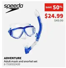 Sports Experts SPEEDO ADVENTURE Adult mask and snorkel set offer