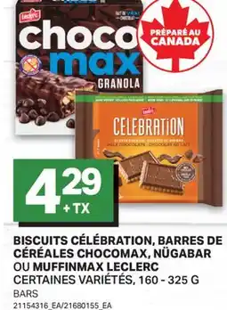 L'Intermarché BISCUITS CÉLÉBRATION, BARRES DE CÉRÉALES CHOCOMAX, NÜGABAR OU MUFFINMAX LECLERC | BARS offer