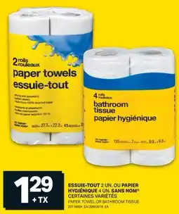 L'Intermarché ESSUIE-TOUT 2 UN. OU PAPIER HYGIÉNIQUE 4 UN. | PAPER TOWEL OR BATHROOM TISSUE offer