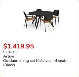Club Piscine Outdoor dining set Maldives - 4 seats (Black) offer