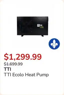 Club Piscine TTI Ecolo Heat Pump offer
