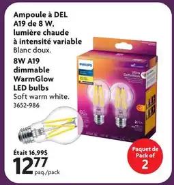 Home Hardware 8W A19 dimmable WarmGlow LED bulbs offer