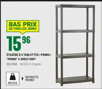 BMR ÉTAGÈRE À 4 TABLETTES  PRIMO  offer