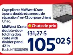 Walmart MidWest iCrate double-door folding dog crate with divider panel offer