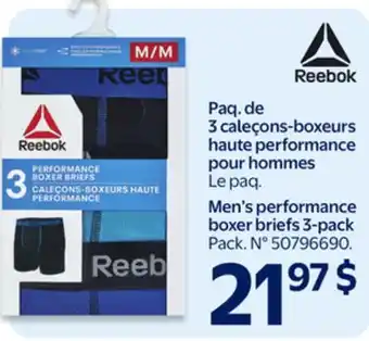 Walmart Reebok Men's performance boxer briefs 3-pack offer