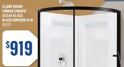 Canac CLAIRE ROUND CORNER SHOWER (CLEAR GLASS) BLACK CONTOUR 34 IN offer