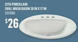 Canac Zita Porcelain Oval Wash Basin 20in X 17in offer