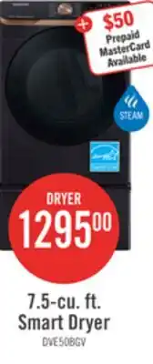 The Brick Samsung 7.5 Cu. Ft. Electric Dryer with Steam - Black Stainless Steel - Stackable - DVE50BG8300VAC offer
