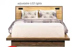 The Brick Silas Platform Bed with Headboard & Frame, LED, Rustic Brown - Queen Size offer