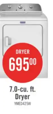 The Brick Maytag 7.0 Cu. Ft. Electric Dryer - White - YMED4205SW offer