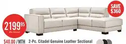 The Brick Citadel 2-Piece Right-Facing Top-Grain Genuine Leather Sectional with Wood Legs - Frost White offer