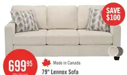 The Brick Made in Canada Lennox 79 Chenille Fabric Sofa with Reversible Cushions and Accent Pillows - Taupe offer