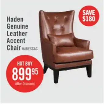 The Brick Haden 30 Genuine Leather Accent Chair with Wood Base and Nailhead Trim - Sidekick Cobblestone Brown offer