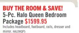 The Brick Halo 5pc Bedroom Set with Bed, Dresser & Mirror, LED, Glam, White - Queen Size offer
