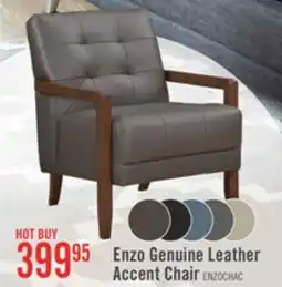 The Brick Enzo 26 Genuine Leather Accent Chair with Biscuit Tufting, Track Arms and Wood Legs - Dark Brown offer