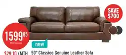 The Brick Classico 90 Genuine Leather Sofa with Wood Legs – Tobacco offer