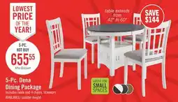 The Brick Dena 5pc Dining Set with Table & Chairs, 42-60W Extension, Round - Dove Grey offer