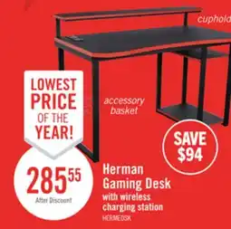The Brick Herman 50 Gaming Office Desk - Black with Red Trim offer