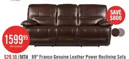The Brick Franco 89 Genuine Leather Zero Gravity Power Reclining Sofa with USB Ports - Brown offer