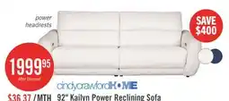The Brick Cindy Crawford Home Kailyn 92 Fabric Power Reclining Sofa with Power Headrests - Beige offer