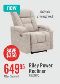 The Brick Riley 35.4 Linen-Look Fabric Power Reclining Chair with Power Headrest – Grey offer