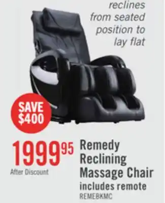 The Brick Remedy 48.4 Faux Leather Reclining Massage Chair - Black offer