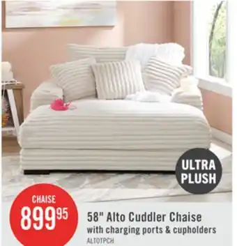 The Brick Alto 58 Ultra Plush Faux Fur Fabric Chaise Lounge with Dual Cupholders and USB Port - Taupe offer