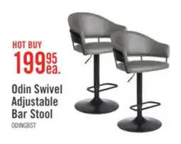 The Brick Odin Barstool with Swivel & Adjustable Seat, Vegan Leather Fabric, 24.5-32.5H, Metal - Grey offer