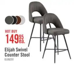 The Brick Elijah Counter-Height Stool with Swivel Seat & Linen-Look Fabric, 26H, Metal - Grey offer
