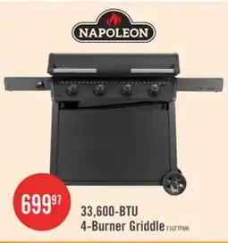 The Brick Napoleon 33,600-BTU 36-Inch 4-Burner Griddle with Rust-Resistant Stainless Steel Cooktop - F36FTPMK offer