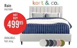 The Brick Kort & Co. Rain Upholstered Platform Bed in Light Grey Fabric, Tufted - Queen Size offer