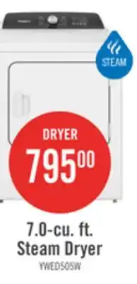 The Brick Whirlpool 7 Cu. Ft. Electric Dryer with Steam - White - YWED5050LW offer